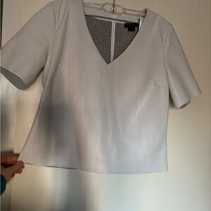 AS by DF White Faux Leather V-Neck Top – Size M